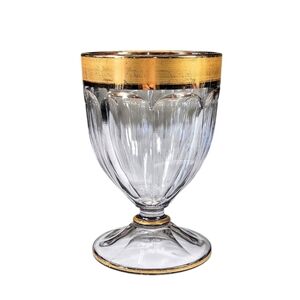 Vintage Heisey ? Glass Apothecary Candy Dish Jar Gold Rim Footed